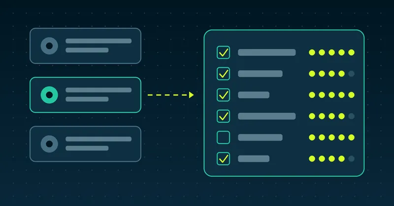 Diagrama de tres proveedores de outsourcing y una matriz de evaluación con criterios marcados y calificados