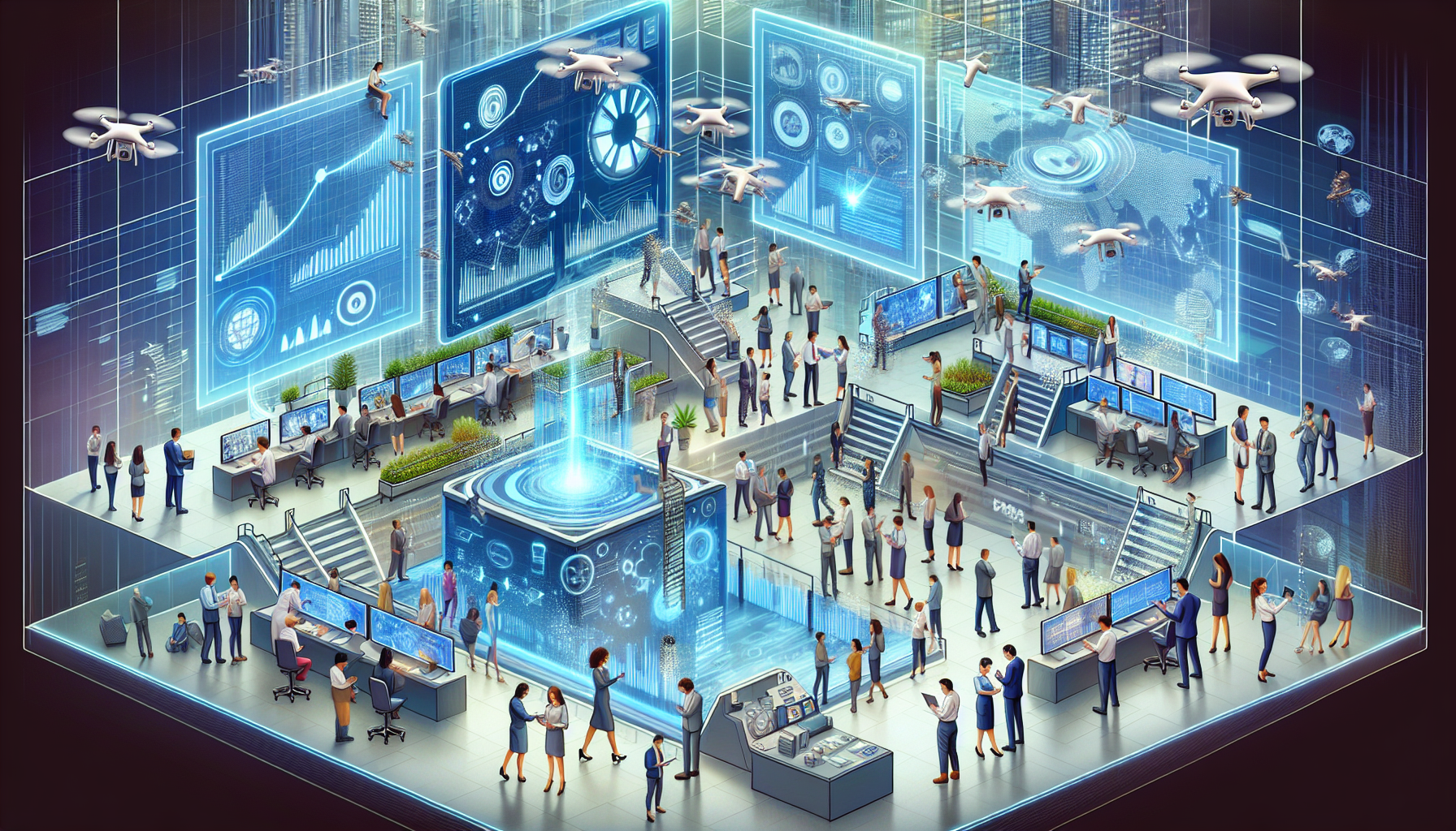 Illustration of digital transformation in a business setting