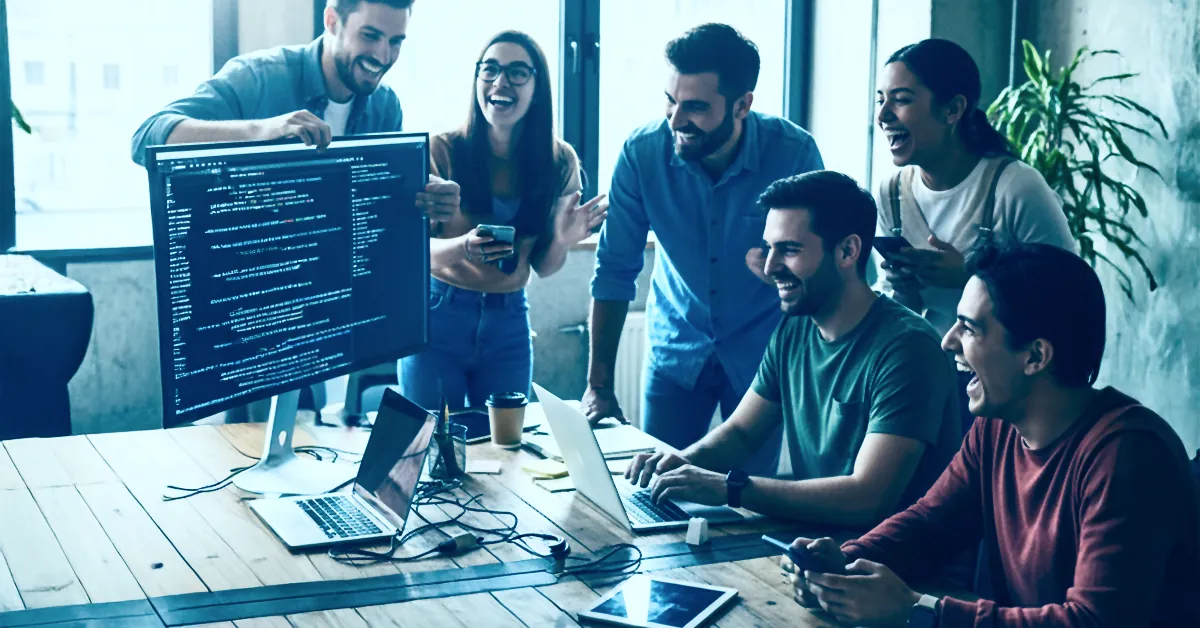 tu-empresa-necesita-staff-augmentation Conceptual illustration of staff augmentation in technology companies, showing extended development teams with specialized talent to scale projects, accelerate delivery, and fill technical gaps without permanent hiring.